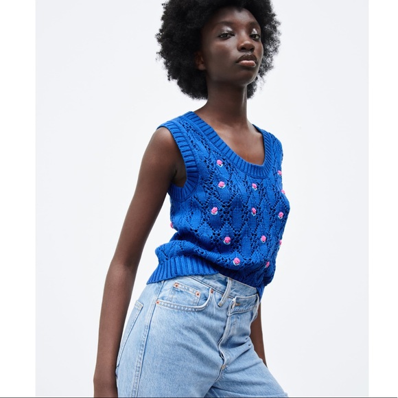 Zara floral knit top - Picture 4 of 9